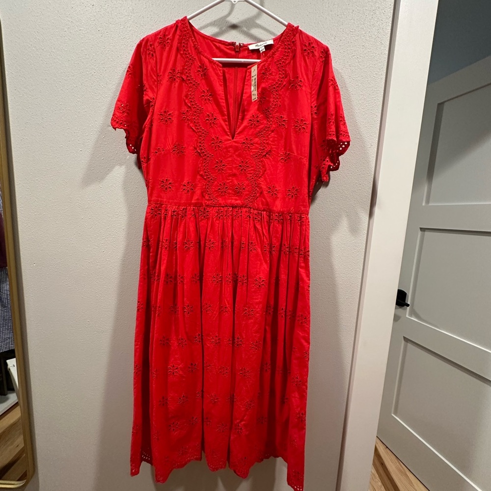 NWT Madewell Red Eyelet Dress